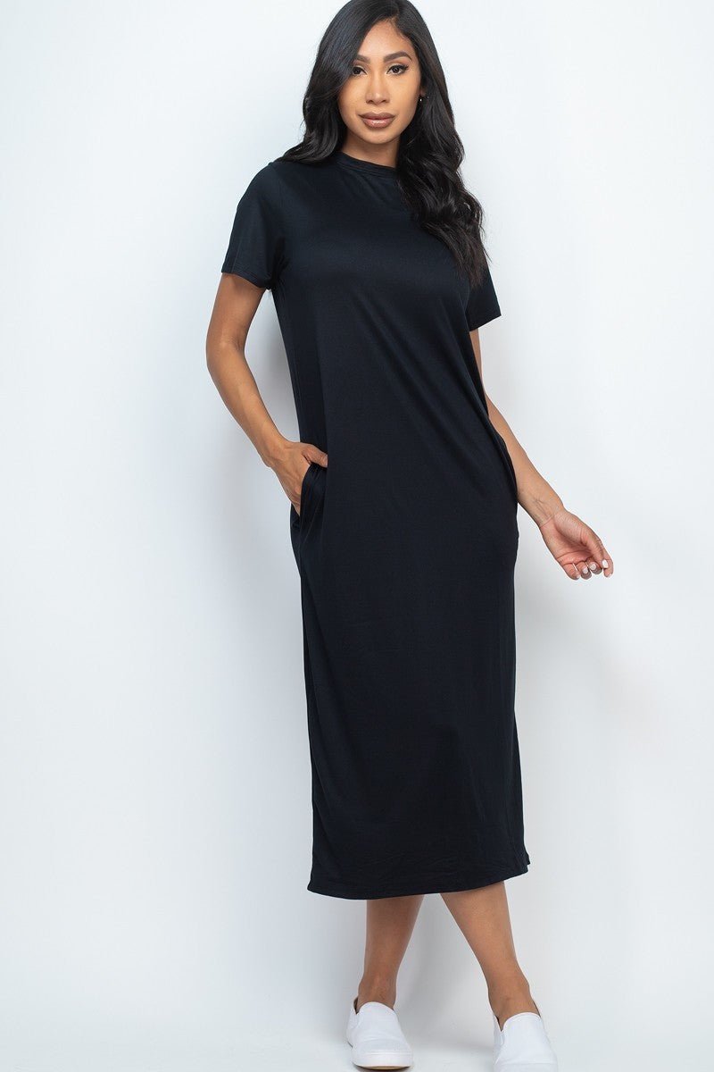 Side Pocket Tee Dress - Passion 4 Fashion USA