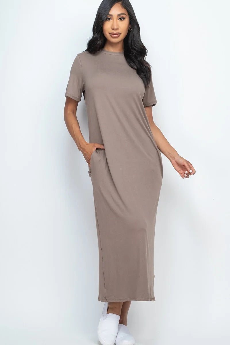 Side Pocket Tee Dress - Passion 4 Fashion USA