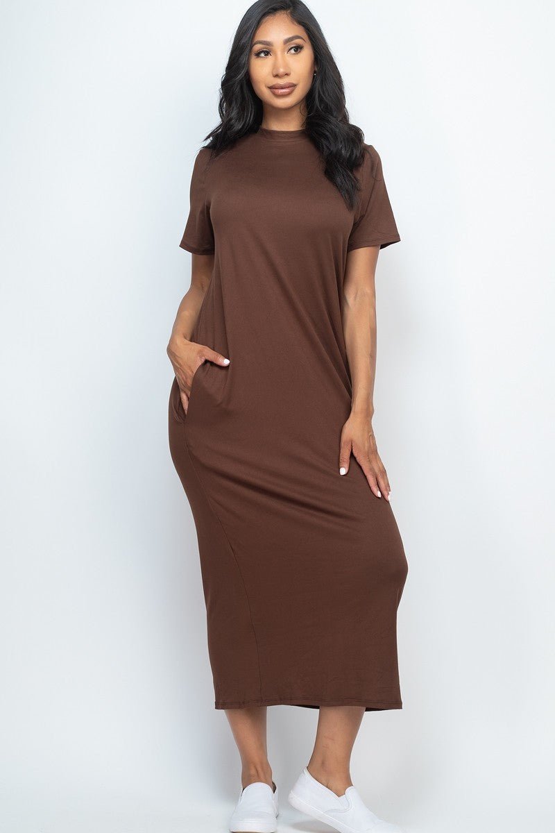 Side Pocket Tee Dress - Passion 4 Fashion USA