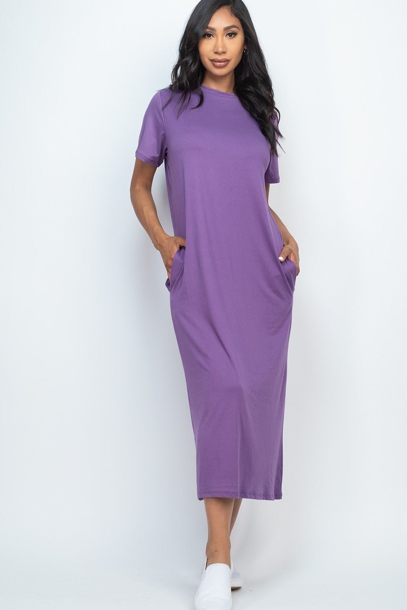 Side Pocket Tee Dress - Passion 4 Fashion USA