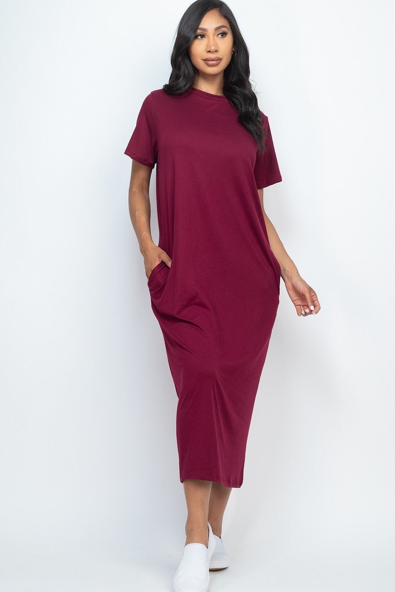 Side Pocket Tee Dress - Passion 4 Fashion USA