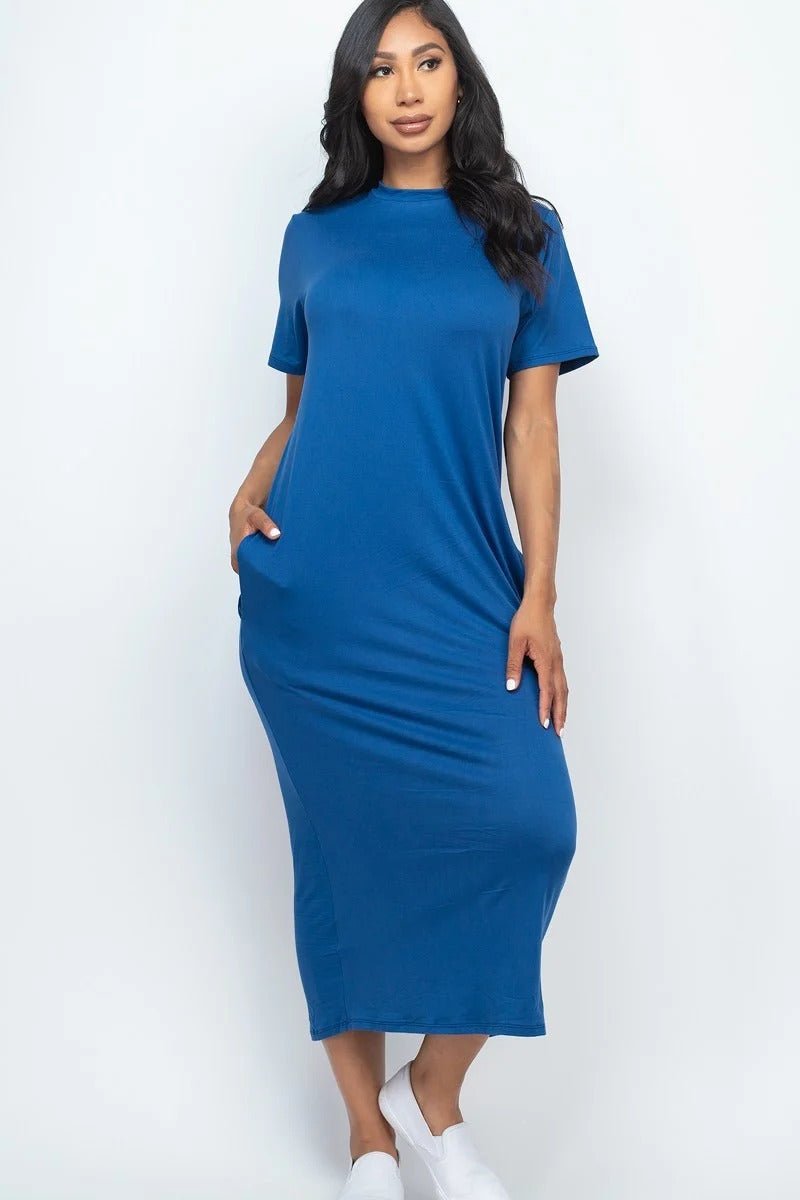 Side Pocket Tee Dress - Passion 4 Fashion USA