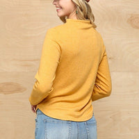 Solid And Cozy Soft Knit Mock Neck Top With Side Ruched Detail - Passion 4 Fashion USA