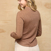 Solid And Cozy Soft Knit Mock Neck Top With Side Ruched Detail - Passion 4 Fashion USA