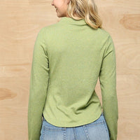 Solid And Cozy Soft Knit Mock Neck Top With Side Ruched Detail - Passion 4 Fashion USA