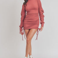 Solid Color Mock Neck Mini Bodycon Dress - Passion 4 Fashion USA