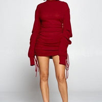 Solid Color Mock Neck Mini Bodycon Dress - Passion 4 Fashion USA
