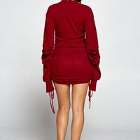 Solid Color Mock Neck Mini Bodycon Dress - Passion 4 Fashion USA