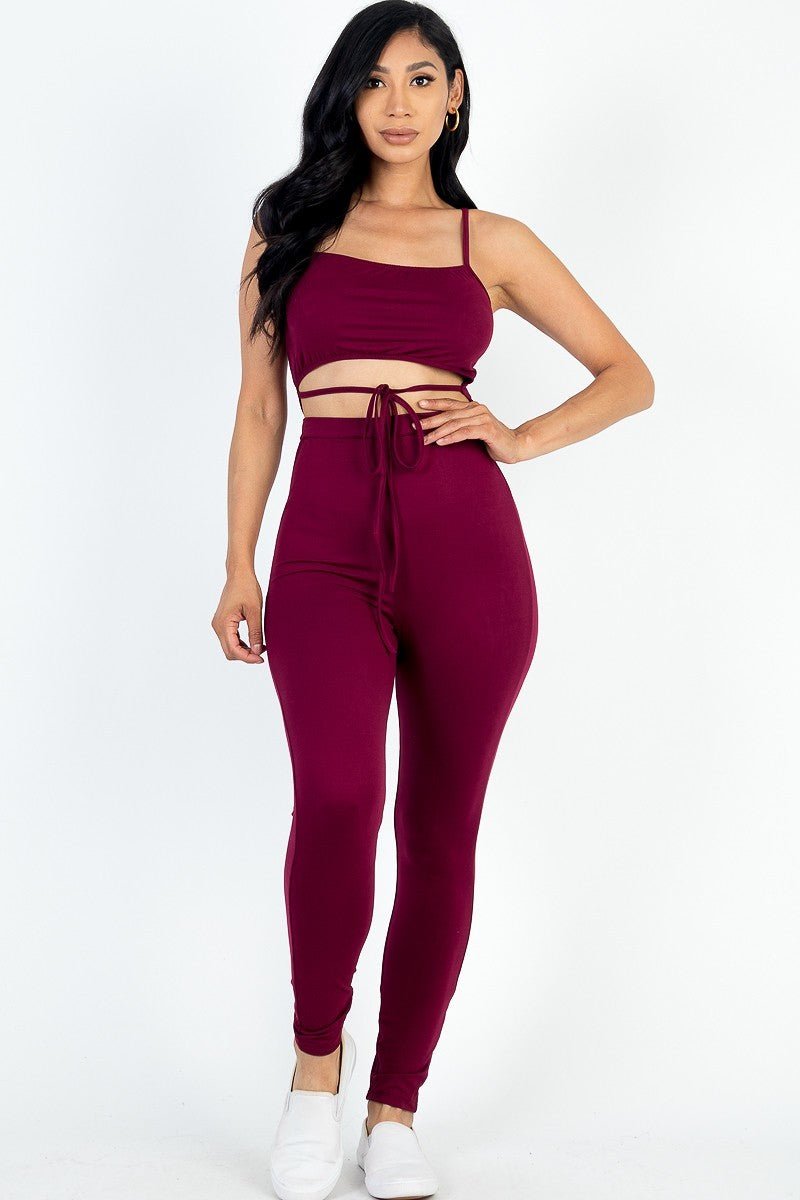 Solid Tie Front Cut Out Jumpsuit - Passion 4 Fashion USA