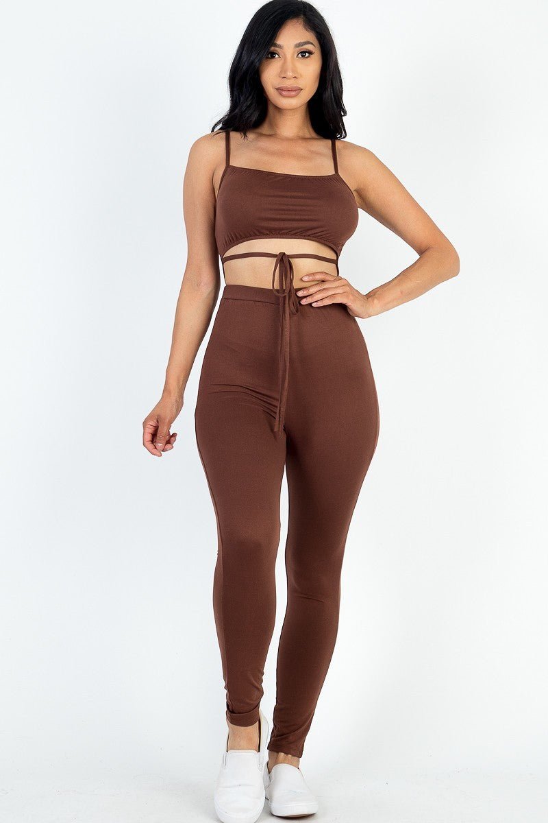 Solid Tie Front Cut Out Jumpsuit - Passion 4 Fashion USA