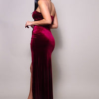 Strapless Sweetheart Maxi Velvet Dress - Passion 4 Fashion USA