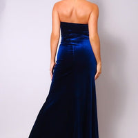 Strapless Sweetheart Maxi Velvet Dress - Passion 4 Fashion USA