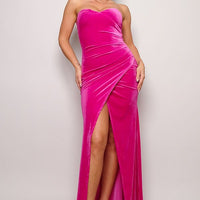 Strapless Sweetheart Maxi Velvet Dress - Passion 4 Fashion USA