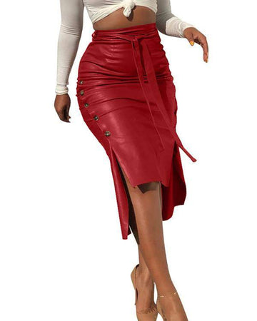 T-Bone Pencil Skirt (Red) - Passion 4 Fashion USA