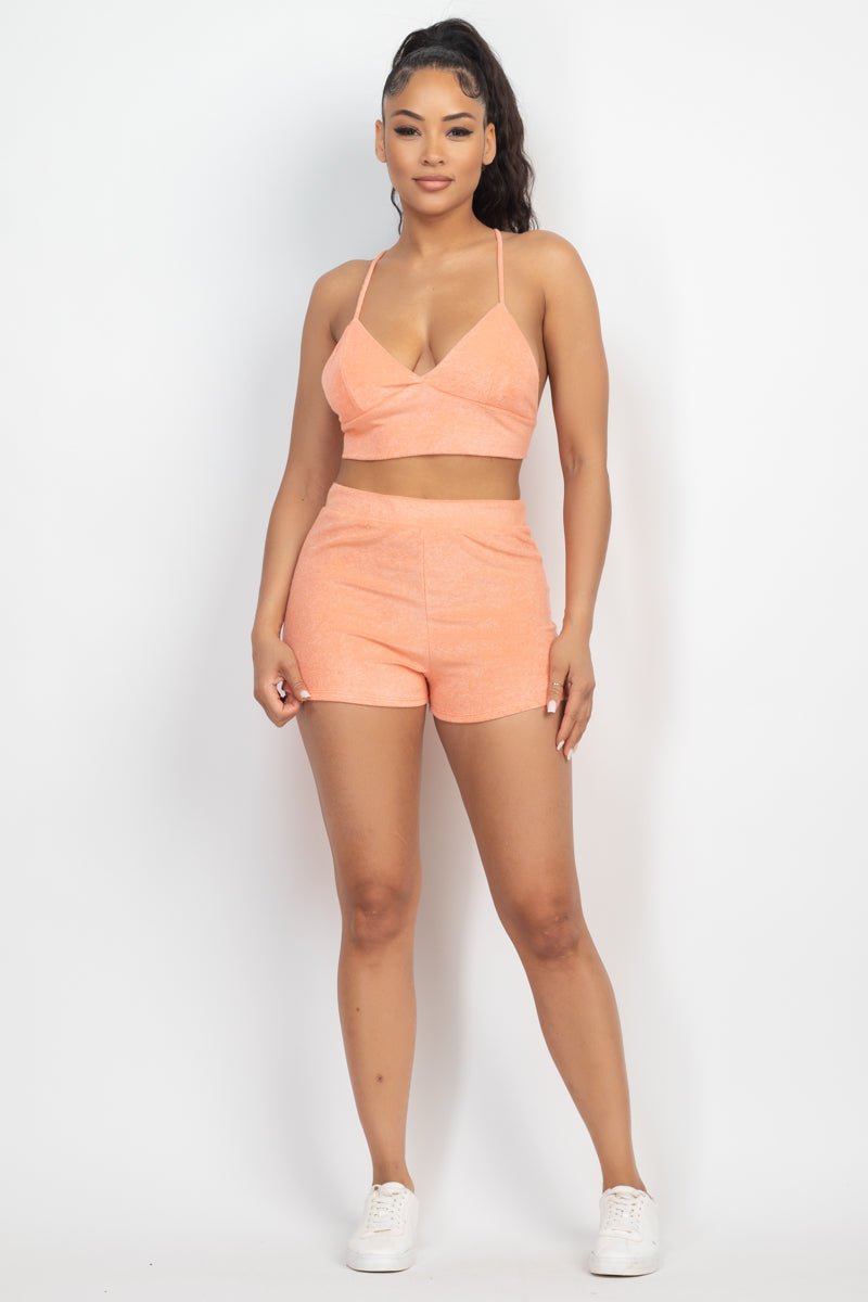 Terry Towel Bralette Top & Mini Shorts Set - Passion 4 Fashion USA