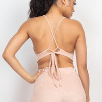 Terry Towel Bralette Top & Mini Shorts Set - Passion 4 Fashion USA