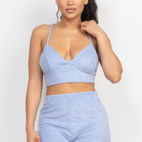 Terry Towel Bralette Top & Mini Shorts Set - Passion 4 Fashion USA