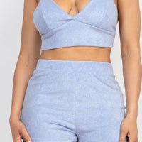 Terry Towel Bralette Top & Mini Shorts Set - Passion 4 Fashion USA