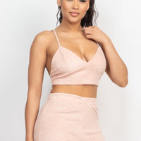 Terry Towel Bralette Top & Mini Shorts Set - Passion 4 Fashion USA