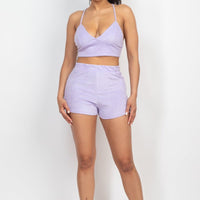 Terry Towel Bralette Top & Mini Shorts Set - Passion 4 Fashion USA