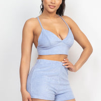 Terry Towel Bralette Top & Mini Shorts Set - Passion 4 Fashion USA