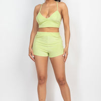 Terry Towel Bralette Top & Mini Shorts Set - Passion 4 Fashion USA