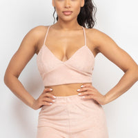 Terry Towel Bralette Top & Mini Shorts Set - Passion 4 Fashion USA