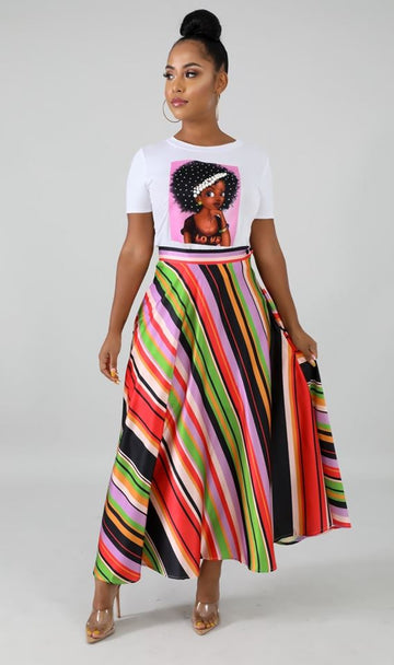 The Kandi Striped Skirt - Passion 4 Fashion USA