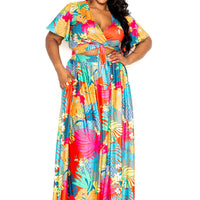 Tropical floral maxi skirt & top set - Passion 4 Fashion USA