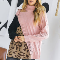 Turtle Neck Color Block Cutout Sweater - Passion 4 Fashion USA
