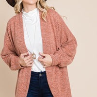 Two Tone Open Front Warm And Cozy Circle Cardigan With Side Pockets - Passion 4 Fashion USA