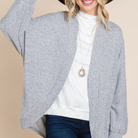 Two Tone Open Front Warm And Cozy Circle Cardigan With Side Pockets - Passion 4 Fashion USA