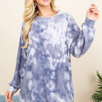 Ultra Cozy Tie Dye French Terry Brush Oversize Casual Pullover - Passion 4 Fashion USA