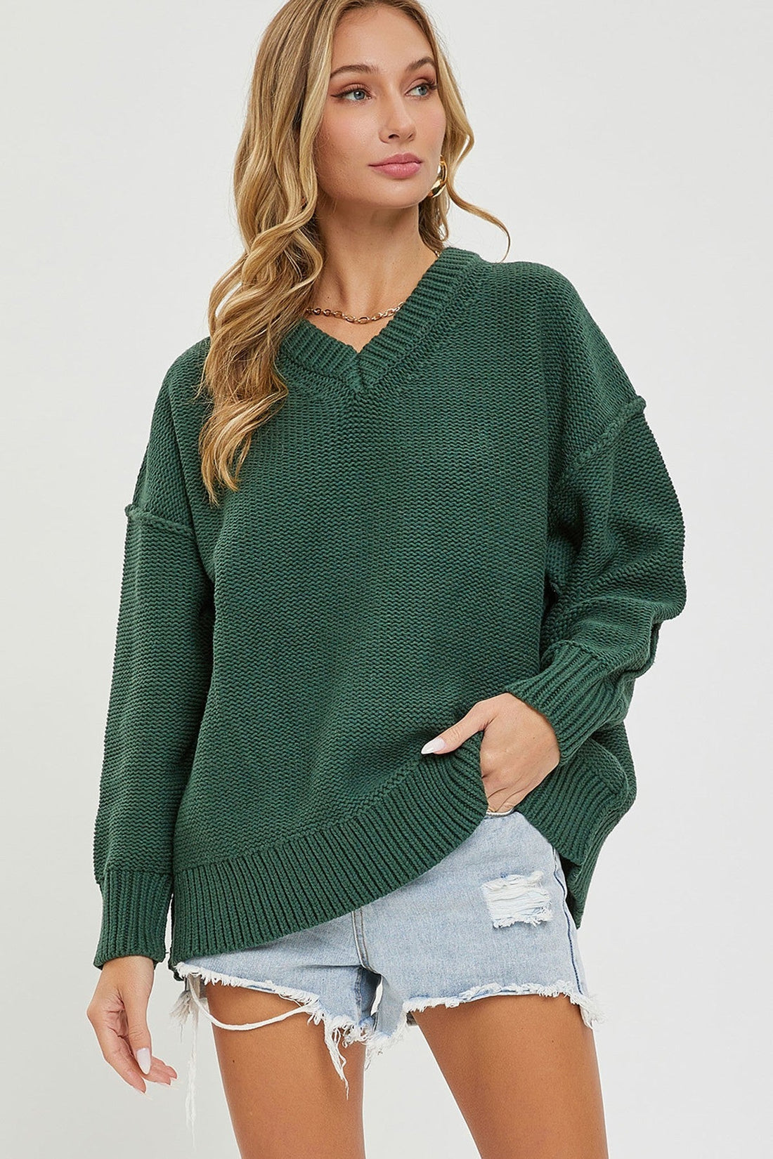 V Neck Oversized Sweater - Passion 4 Fashion USA