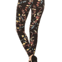 Vine Printed High Waisted Knit Leggings In Skinny Fit With Elastic Waistband - Passion 4 Fashion USA