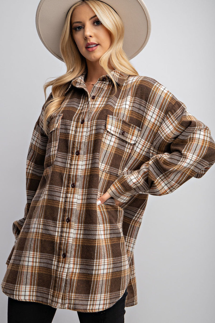 Washed Plaid Button Down Shirt - Passion 4 Fashion USA