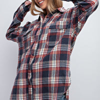 Washed Plaid Button Down Shirt - Passion 4 Fashion USA