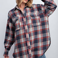 Washed Plaid Button Down Shirt - Passion 4 Fashion USA