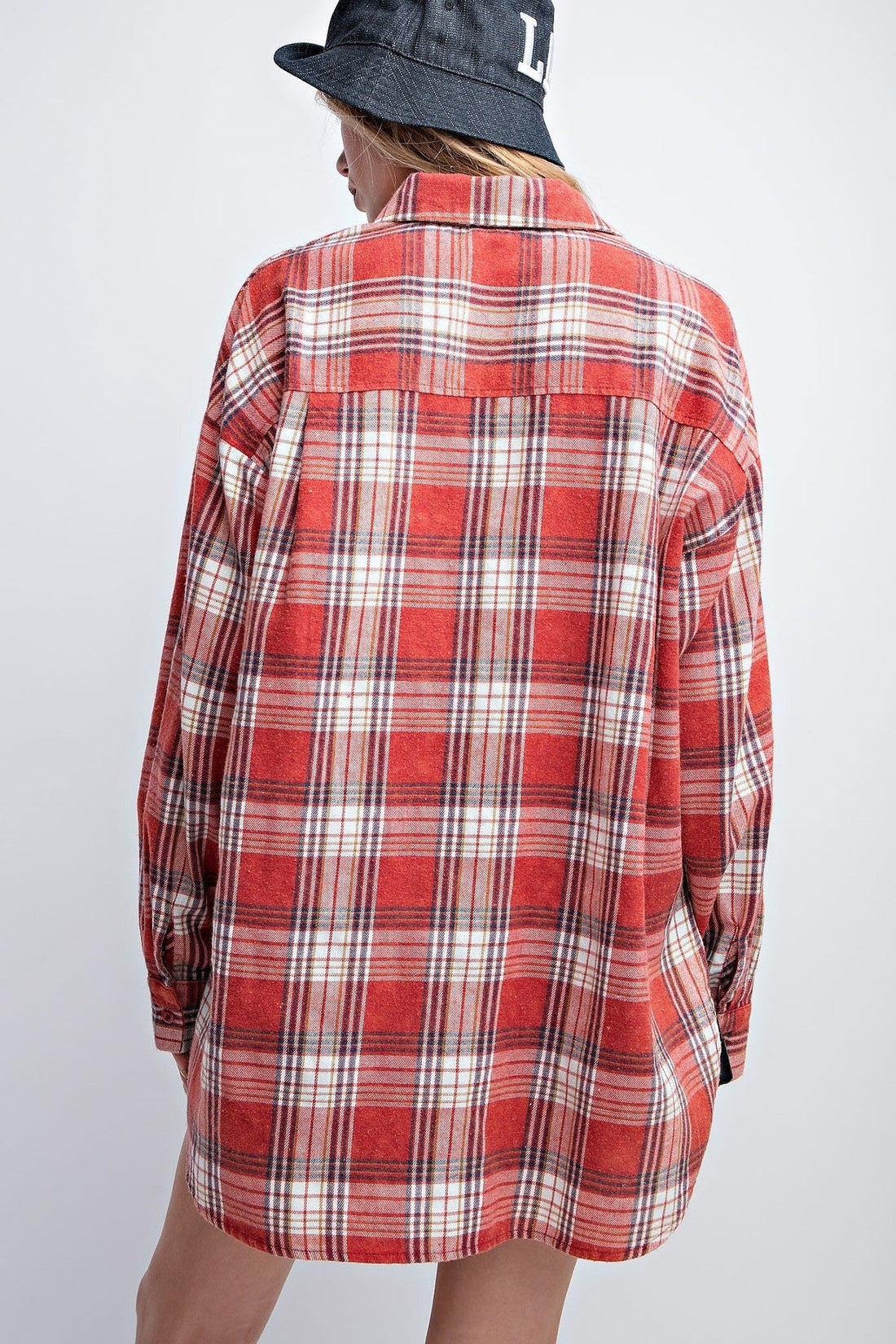 Washed Plaid Button Down Shirt - Passion 4 Fashion USA