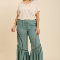 Wide Leg Elastic Waist Lace Tape Pants - Passion 4 Fashion USA