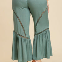 Wide Leg Elastic Waist Lace Tape Pants - Passion 4 Fashion USA